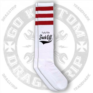 Dragstrip Kustom Fuck Off Socks Red Stripes